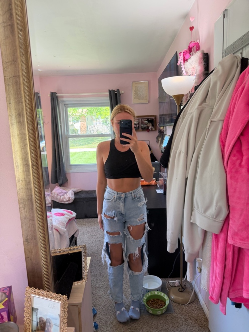 H&M Light Blue Distressed Denim Jacket